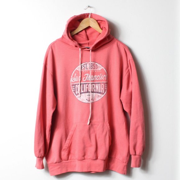 San Francisco Hoodie Mens Large Peach California Pullover - Picture 8 of 8